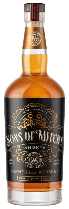 Sons of Mitch's Tennessee Whiskey isolated whiskey bottle