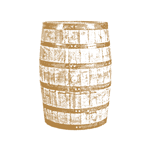 Gold icon of a wooden whiskey barrel